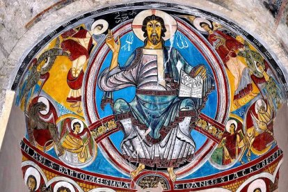 Pantocrátor, fresco en la iglesia de Sant Climent de Taüll, siglo XII (Lérida, España).
