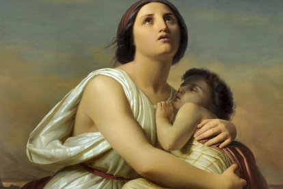 El amor de una madre por su hijo es la expresión humana más acabada del amor de Dios. 'Agar e Ismael en el desierto' (detalle) de Christian Köhler (1809-1861).