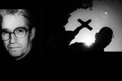 El padre Cándido Amantini, y en la sombra, su discípulo como exorcista, el padre Amorth