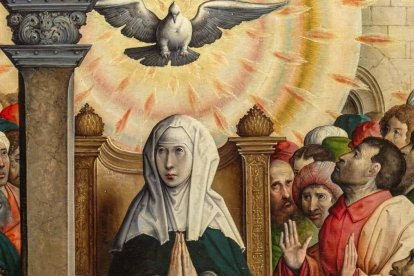 La nueva Ley de Jesucristo es sobre todo una Ley del Espíritu, convertido en principio interior activo de la vida del cristiano. 'La venida del Espíritu Santo' (1514-1519, detalle) de Juan de Flandes. Museo del Prado.