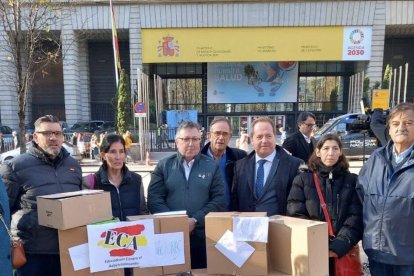 El mayor órgano consultivo del Gobierno advierte de que la Ley de Familias suplanta competencias, aplica mal la normativa europea, se olvida de abuelos y nietos, varones... (foto: las familias numerosas protestan ante el Ministerio).