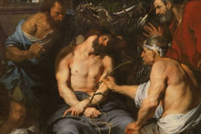 Jesucristo es objeto de burlas en 'La Coronación de espinas' (1620) de Anton Van Dick. Museo del Prado.