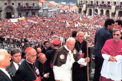 Juan Pablo II en la Plaza del Obradoiro durante la JMJ de 1989.