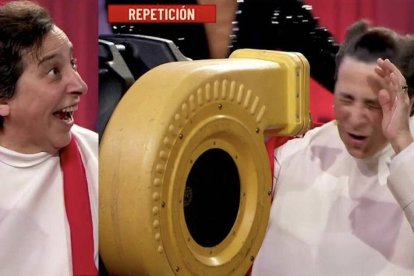 Sor Lucía se quita la toca durante una actividad del programa de Jorge Javier Vázquez en Telecinco.