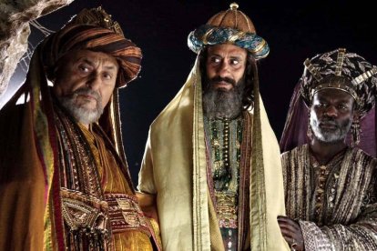 Los Reyes Magos, en una escena de la película 'Natividad' (2006) de Catherine Hardwicke.