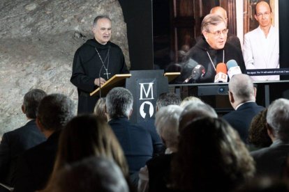 Manel Gasch i Hurios, abad de Montserrat, durante la presentación de los diez objetivos del milenario del santuario (Fotos: Agustí Codinach / Iglesia de Barcelona).