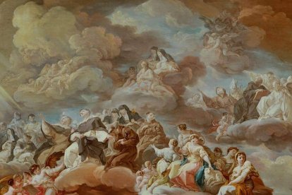 El Paraíso, un lugar donde el cuerpo resucitado alcanzará su plenitud gloriosa, cuyos cánones no tienen por qué coincidir con los que triunfan aquí abajo. 'El Paraíso' (detalle, 1757), de Corrado Giaquinto. Museo del Prado.