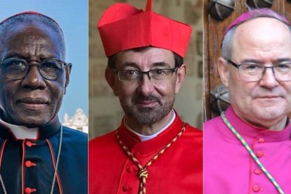 De izquierda a derecha, el cardenal Robert Sarah, el cardenal José Cobo y el arzobispo primado de España, Francisco Cerro.