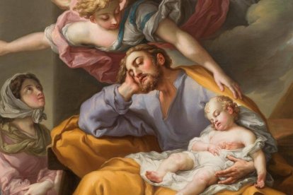 San José, cabeza de la Sagrada Familia y protector de la Madre de Dios y del HIjo de Dios. Vicente López Portaña, 'El sueño de San José' (detalle, 1805), Museo del Prado.