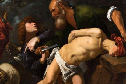 Isaac podía haberse defendido, pero aceptó voluntariamente su sacrificio, prefigurando el de Jesús. Imagen: Pedro  de Orrente, 'El sacrificio de Isaac' (c. 1616, detalle), Museo de Bilbao.