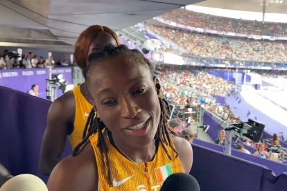 Marie José habla a los medios a la conclusión de su primera carrera en los Juegos. Foto: captura RTI.