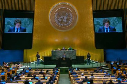 El presidente argentino Javier Milei se dirige a la asamblea general de las Naciones Unidas el pasado 24 de septiembre.
