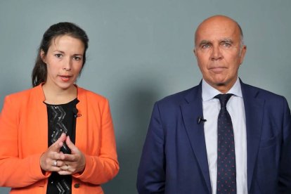 Lucie Pacherie, jurista y representante legal de la Fundación Jérôme Lejeune, y su presidente, Jean-Marie Le Méné. Foto: captura Fondation Jérôme Lejeune.