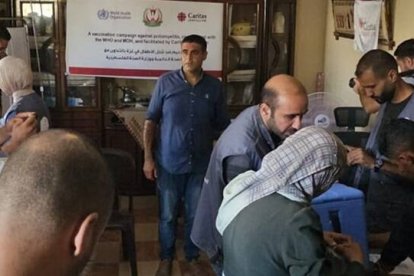 Una escena de la vacunación de agosto en Gaza contra la polio con Cáritas Jerusalén
