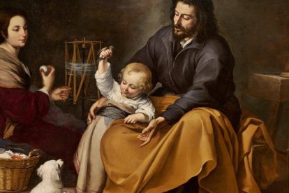 La vocación al matrimonio de María y José fue el lugar elegido por el Hijo para vivir como hombre. 'Sagrada Familia del pajarito' (c. 1650, detalle), de Bartolomé Esteban Murillo. Museo del Prado.