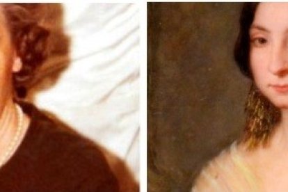 Doña Tatiana, en Madrid,  -aquí ya mayor- y doña Carolina en Valencia -pintada de joven- fueron mecenas católicas de la ciencia