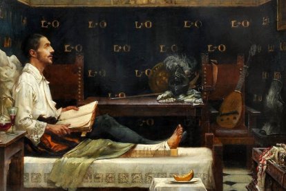 «San Ignacio convaleciente en Loyola» (detalle, 1904), cuadro de Albert Chevallier-Tayler. Jesuit Institute.