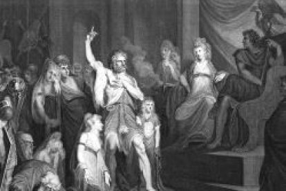 Caradog y su familia ante Claudio.