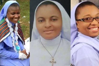 Las religiosas secuestradas fueron la hermana Johannes Nwodo (dcha.), la hermana Christabel Echemazu (izda.), la hermana Liberata Mbamalu (centro) y la hermana Benita Agu. Foto: CNA.