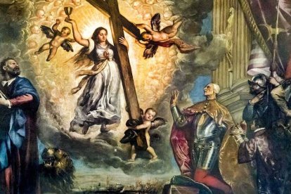 La fe no es la expresión de un sentimiento, sino el asentimiento a realidades externas. En la imagen, Tiziano representa a 'El Dux Antonio Grimano arrodillado ante la fe' (cuadro iniciado por él en 1555 y terminado a su muerte por un discípulo).