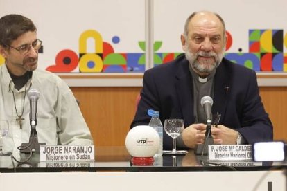 Jorge Naranjo, sacerdote misionero en Sudán, y JM Calderón, de OMP, presentan el Domund 2024 desde Madrid