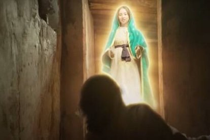 La Virgen de Guadalupe se aparece al tío de San Juan Diego, que estaba muy enfermo