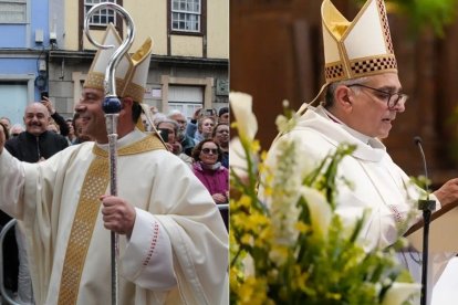 Eloy Santiago (a la izquierda), obispo de Tenerife, y Ángel Román (a la derecha), obispo de Albacete.