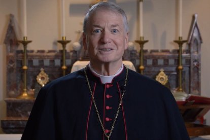 El arzobispo de Sidney, Anthony Fischer, O.P., durante su mensaje de Pascua de este año.