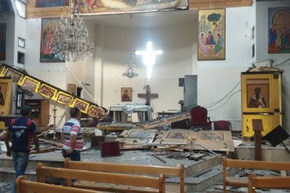 La iglesia greco-ortodoxa del profeta Elías, a las afueras de Damasco, destruida por un terrorista suicida con bombas y disparos