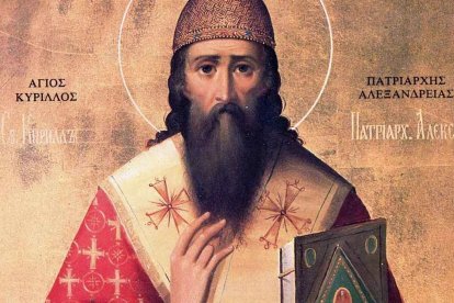 San Cirilo de Alejandría, un monje decisivo en el Concilio de Éfeso, donde se proclamó el dogma de la maternidad divina de María.