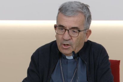 Luis Argüello, presidente de la Conferencia Episcopal Española y arzobispo de Valladolid, durante la rueda de prensa de presentación del Jubileo de los Jóvenes.