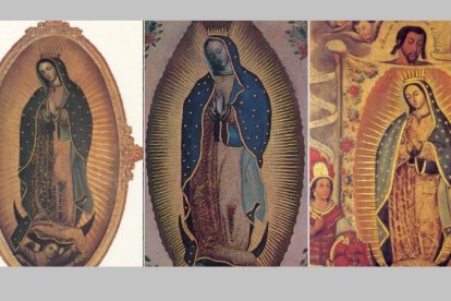 Distintas variantes de la Virgen de Guadalupe, se mantiene su simbología, pero en distintos marcos y formatos