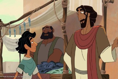 Un jovencísimo Juan de Zebedeo queda admirado con Jesús, Luz del Mundo; animación a mano