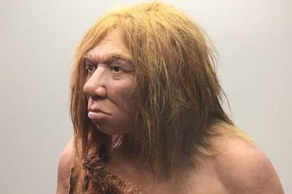 Recreación de una mujer neandertal en el Museo Arqueológico de Asturias