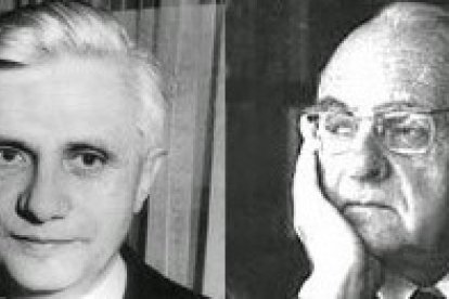 Hans Urs von Balthasar y Joseph Ratzinger (más tarde Papa Benedicto XVI) fueron dos influyentes teólogos católicos: el primero suizo y el segundo aleman