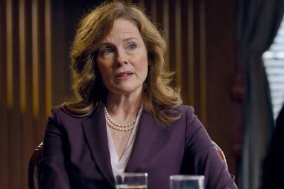 Amy Coney Barrett, en un momento de su conversación con el obispo Robert Barron.