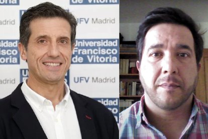 El profesor José Ángel Agejas, a la izquierda, y el sacerdote José Castro Cea, a la derecha.