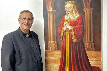 El padre Doñoro, con el óleo 