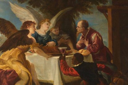 'Abraham y los tres ángeles' (detalle, 1668), de Juan Antonio de Frías y Escalante.  