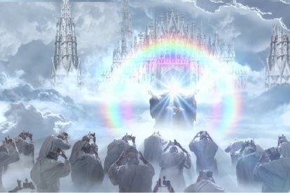 Los Ancianos de Apocalipsis -12 profetas antiguos y 12 apóstoles- entregan sus coronas ante el Trono en la Biblia - Apocalipsis