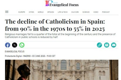 Evangelical Focus, una web evangélica, se cree el 55 por ciento que dice el socialista Tezanos desde el CIS... pero no es cierto