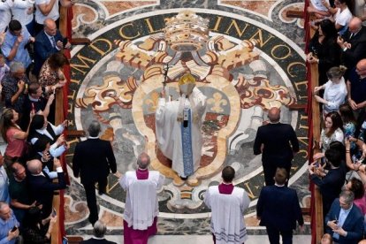 León XIV al empezar la misa en San Pedro del Vaticano del Jubileo de la Santa Sede 2025