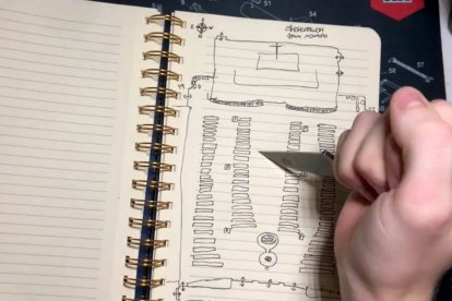 El cuaderno en el que Westman ideó la masacre en la iglesia.