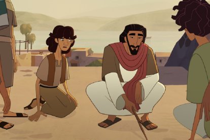 Jesús cuenta su enseñanza a los Apóstoles en la película de dibujos Jesús Luz del Mundo