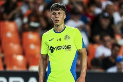 Davinchi, durante un partido del Getafe contra el Valencia