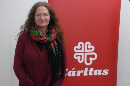 Tetiana Stawnychy, directora de Cáritas Ucrania, la Cáritas de rito grecocatólico, en su visita a Cáritas Española