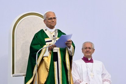 León XIV en Lourdes este domingo.