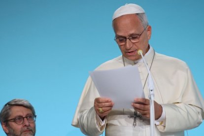 Durante un momento de su discurso en el encuentro «A las raíces de Europa por la paz y la unidad».