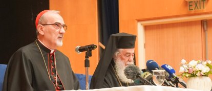 Escena insólita: el Patriarca Latino y el Patriarca Griego de Jerusalén, juntos, en rueda de prensa cuentan en Jerusalén los horrores vistos en Gaza