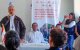 Robert Prevost, como obispo de Chiclayo, en un encuentro de Cáritas en Perú